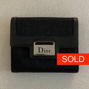 SOLD - Dior Canvas Compact Wallet in Black